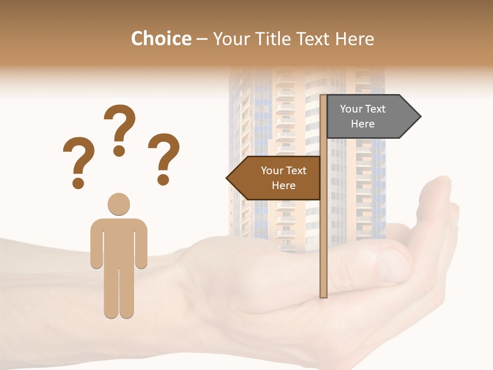 A Hand Holding A Model Of A Building PowerPoint Template