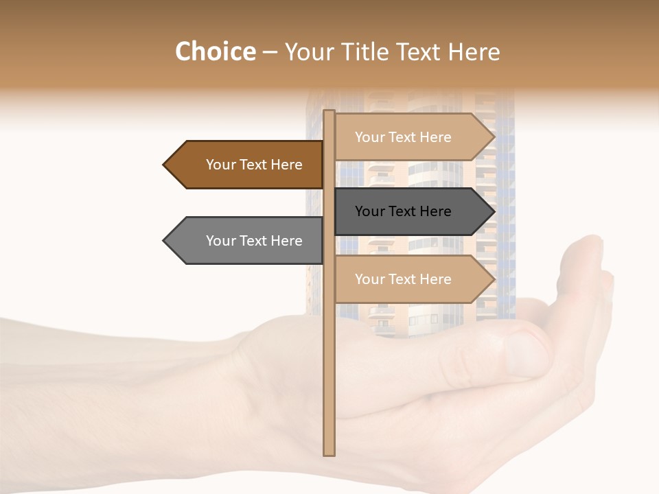 A Hand Holding A Model Of A Building PowerPoint Template