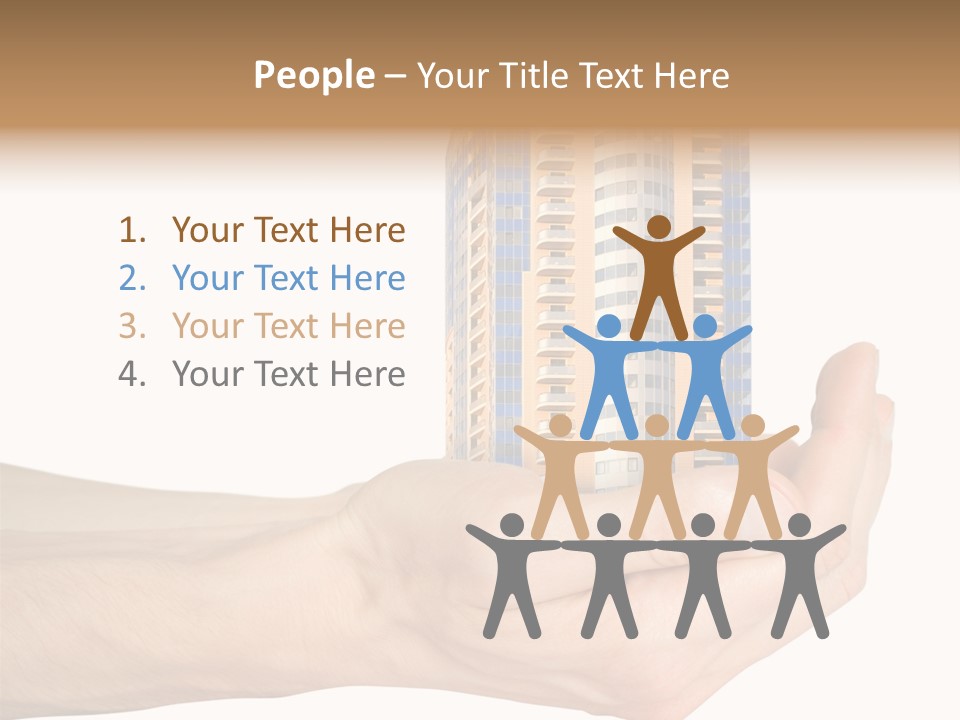 A Hand Holding A Model Of A Building PowerPoint Template