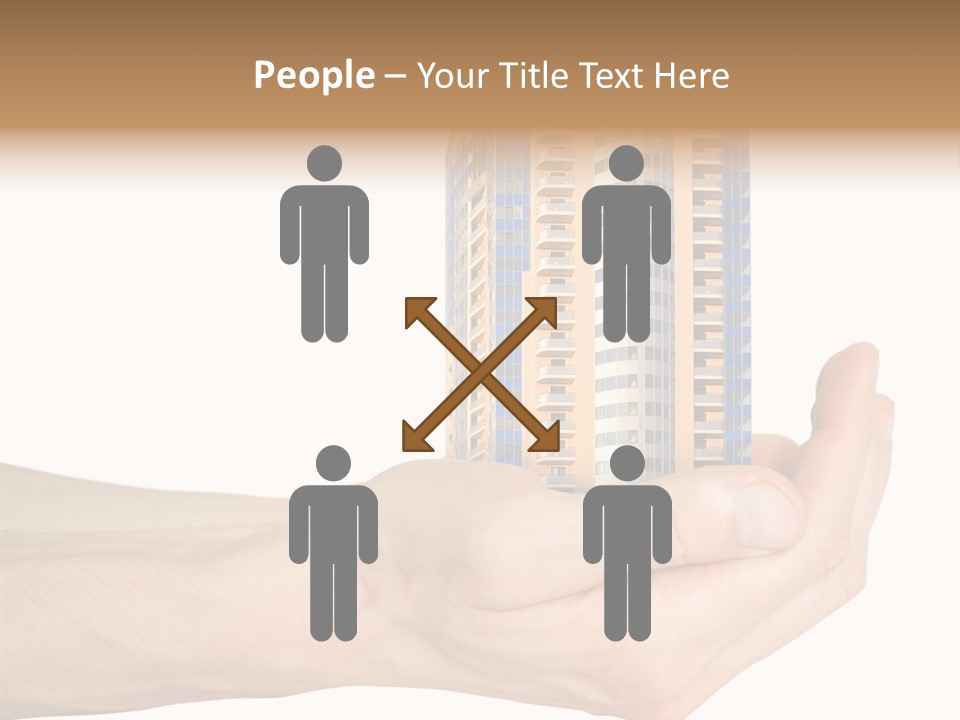 A Hand Holding A Model Of A Building PowerPoint Template
