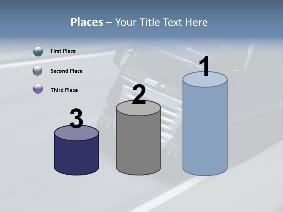 A Blue Semi Truck Driving Down A Highway PowerPoint Template