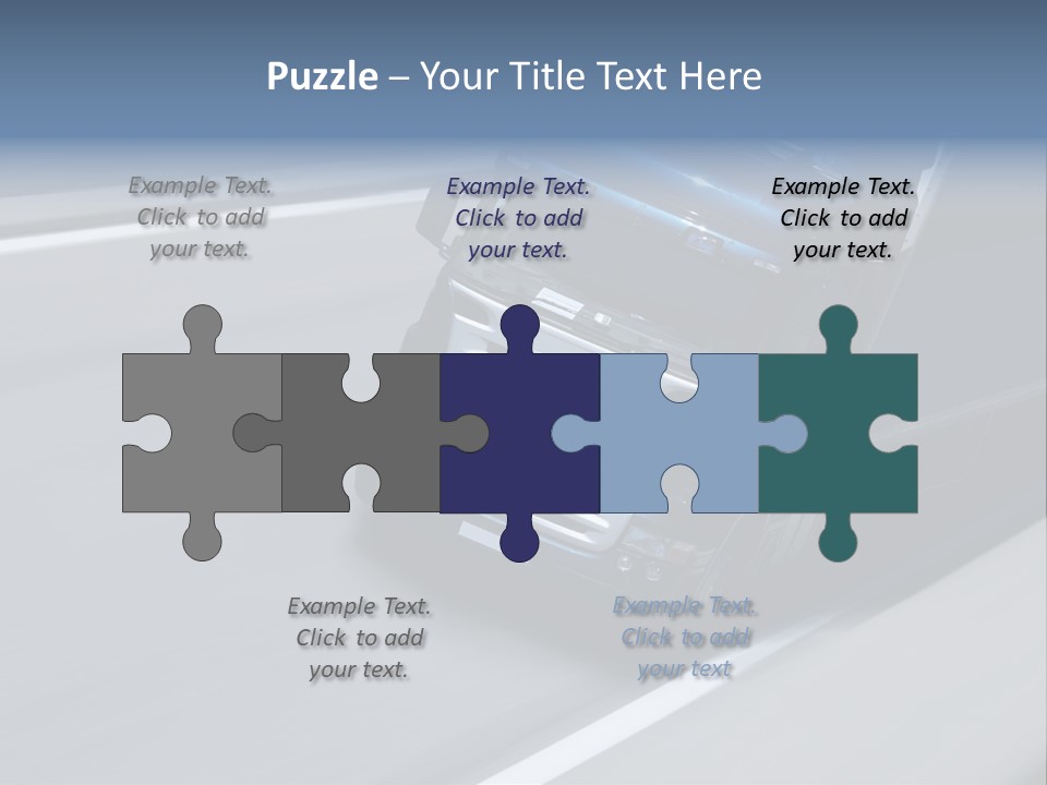 A Blue Semi Truck Driving Down A Highway PowerPoint Template