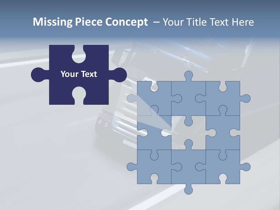 A Blue Semi Truck Driving Down A Highway PowerPoint Template