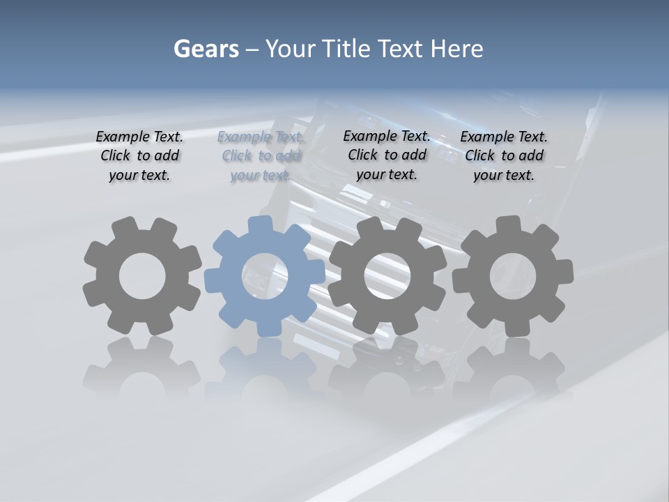 A Blue Semi Truck Driving Down A Highway PowerPoint Template