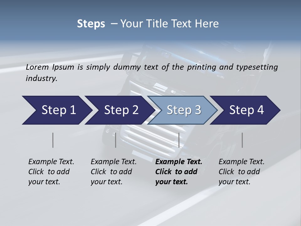 A Blue Semi Truck Driving Down A Highway PowerPoint Template