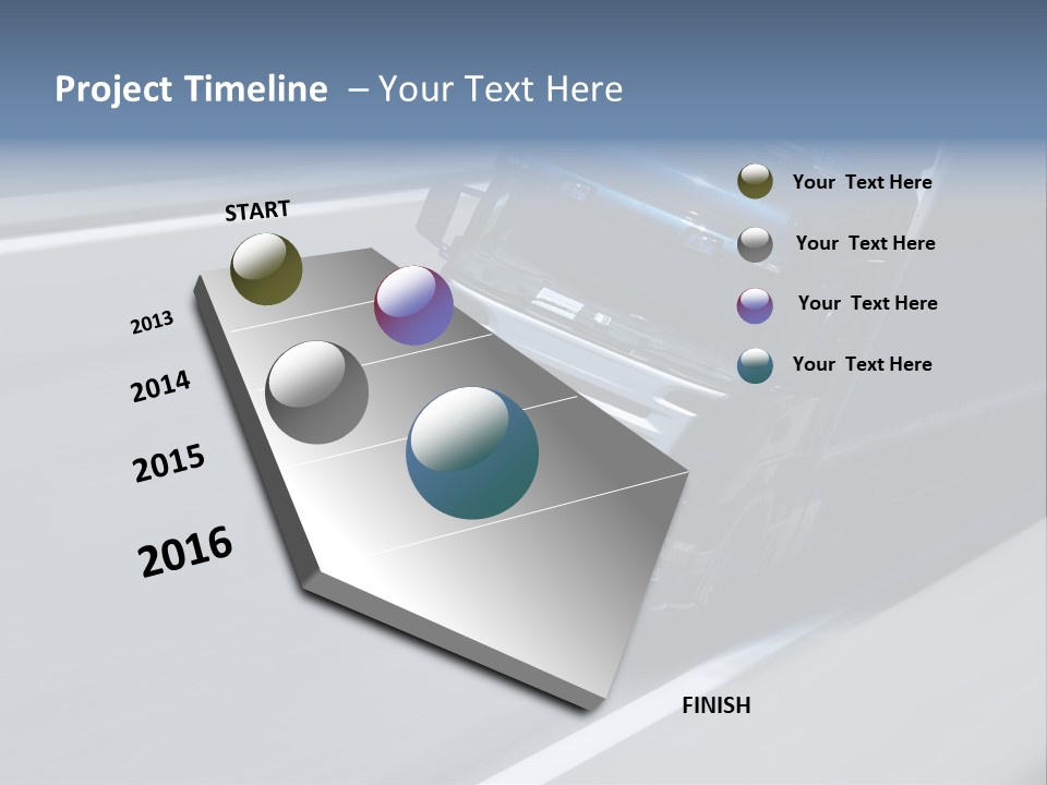 A Blue Semi Truck Driving Down A Highway PowerPoint Template