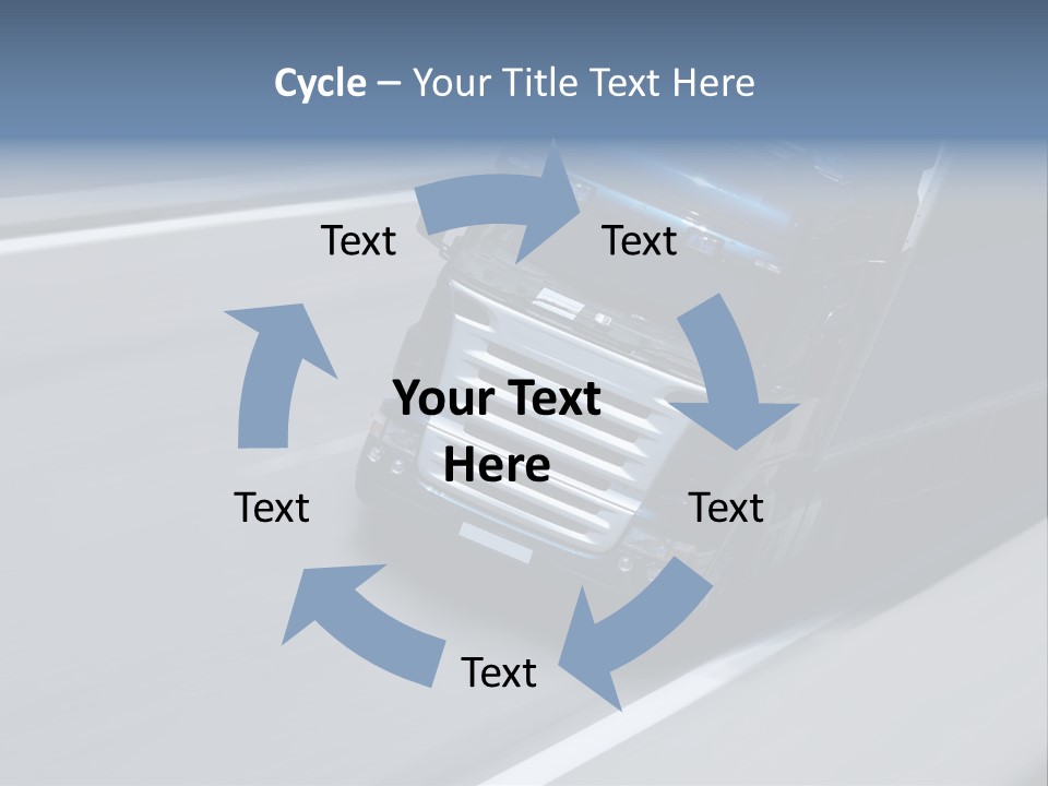 A Blue Semi Truck Driving Down A Highway PowerPoint Template