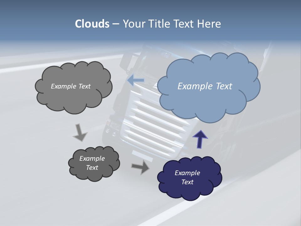 A Blue Semi Truck Driving Down A Highway PowerPoint Template