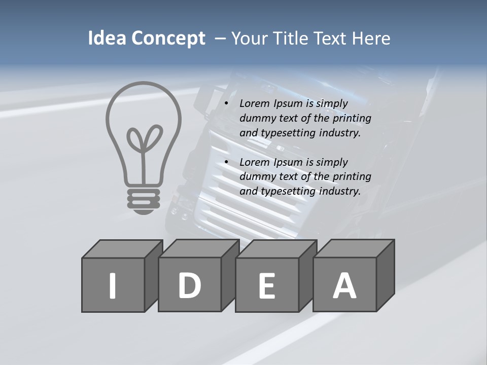 A Blue Semi Truck Driving Down A Highway PowerPoint Template