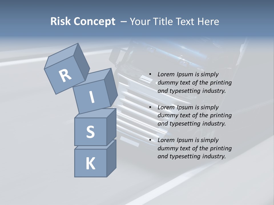 A Blue Semi Truck Driving Down A Highway PowerPoint Template