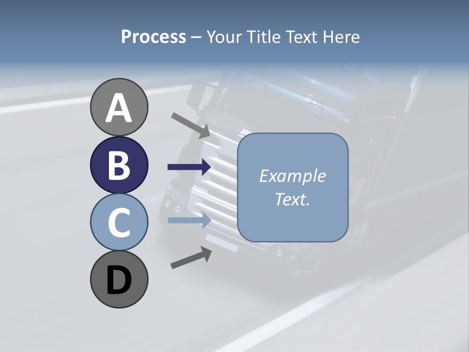 A Blue Semi Truck Driving Down A Highway PowerPoint Template