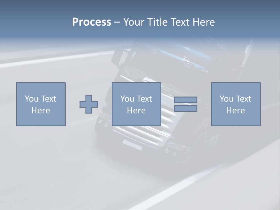 A Blue Semi Truck Driving Down A Highway PowerPoint Template