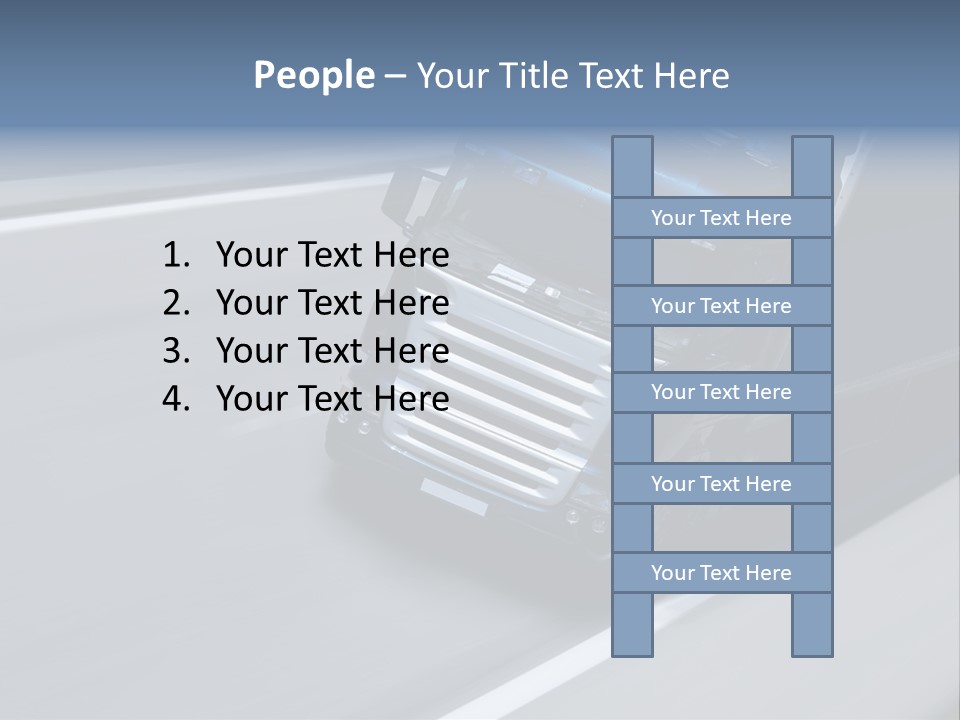 A Blue Semi Truck Driving Down A Highway PowerPoint Template