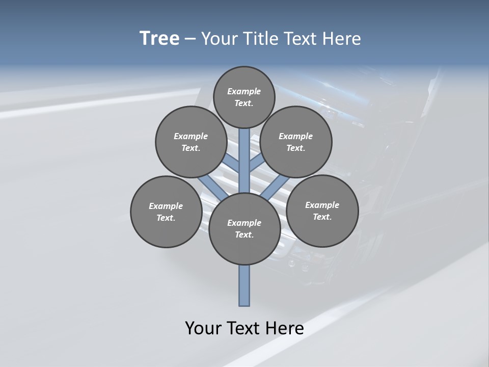 A Blue Semi Truck Driving Down A Highway PowerPoint Template