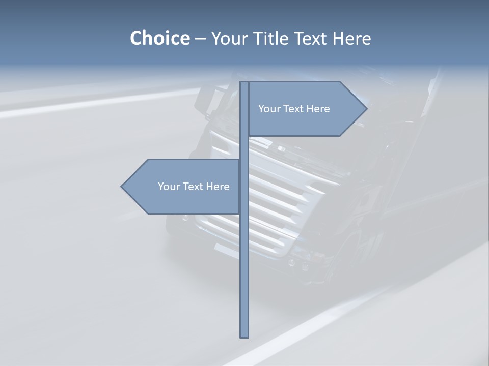A Blue Semi Truck Driving Down A Highway PowerPoint Template