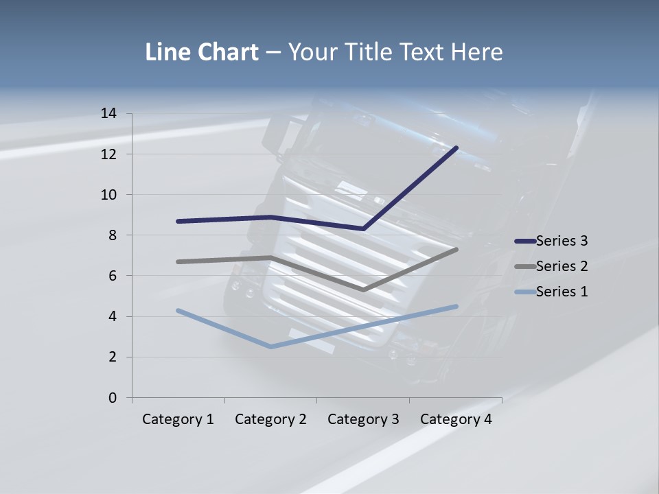 A Blue Semi Truck Driving Down A Highway PowerPoint Template