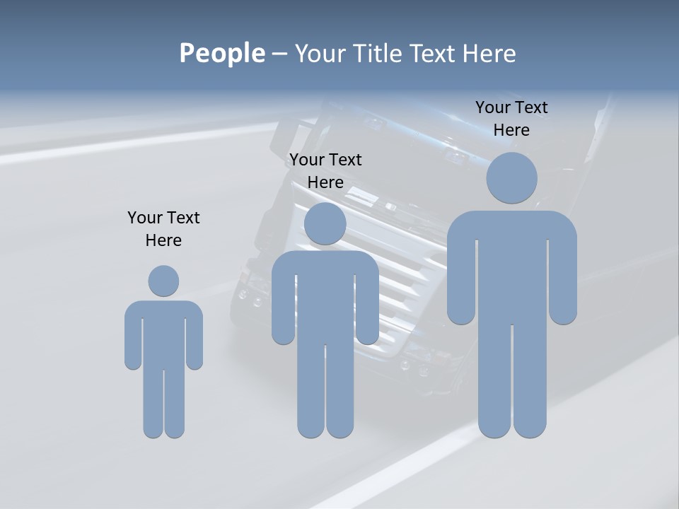 A Blue Semi Truck Driving Down A Highway PowerPoint Template