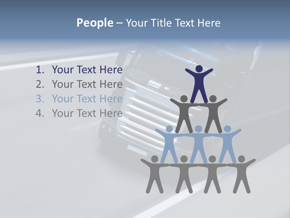 A Blue Semi Truck Driving Down A Highway PowerPoint Template