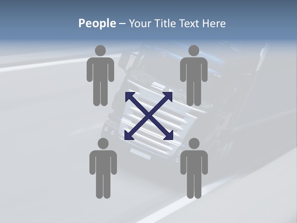 A Blue Semi Truck Driving Down A Highway PowerPoint Template