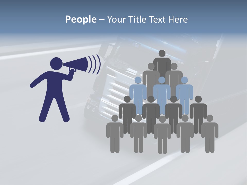 A Blue Semi Truck Driving Down A Highway PowerPoint Template