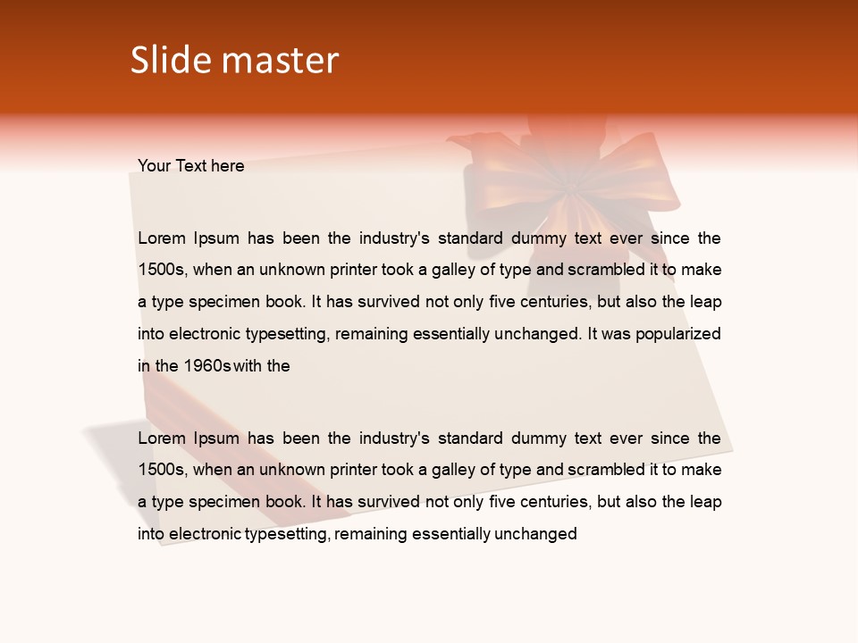 A White Card With A Brown Bow On It PowerPoint Template