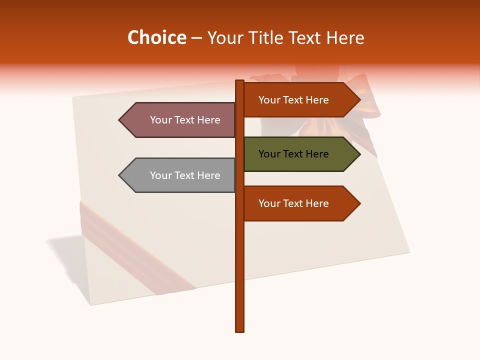 A White Card With A Brown Bow On It PowerPoint Template