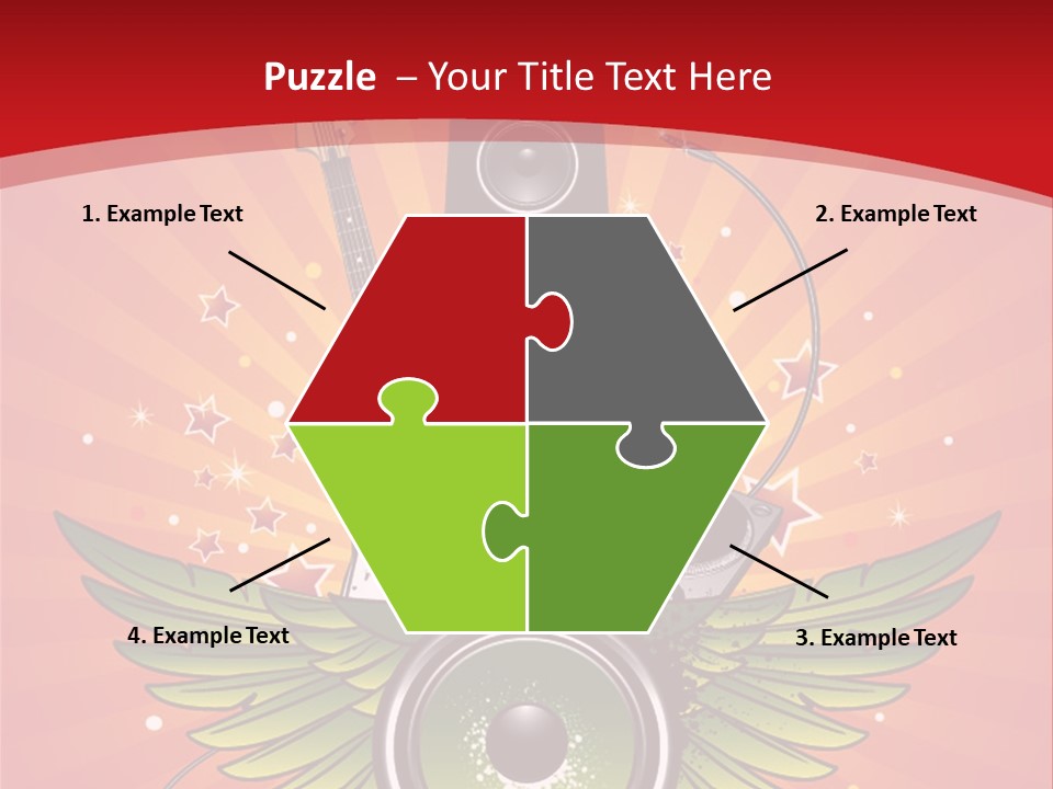 A Music Powerpoint Presentation With Speakers And Guitars PowerPoint Template