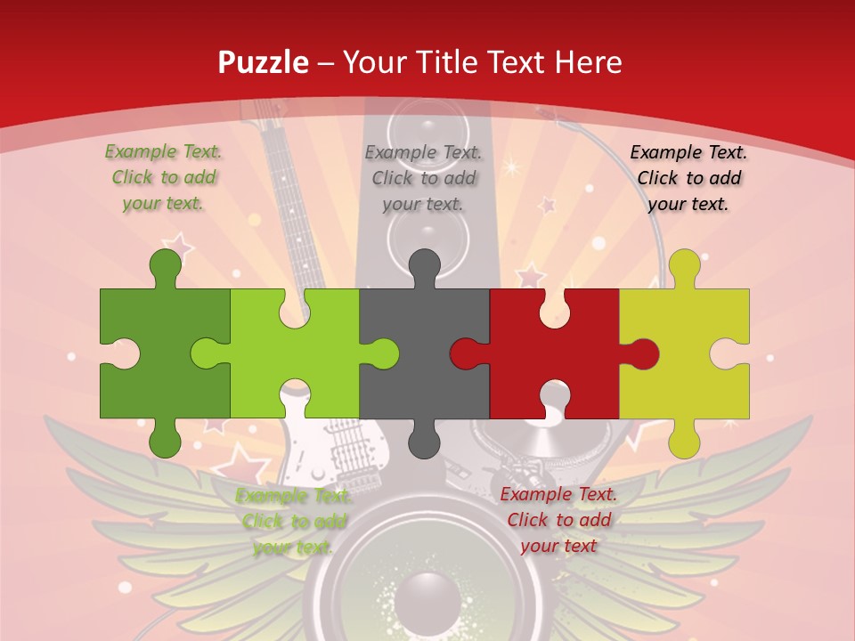 A Music Powerpoint Presentation With Speakers And Guitars PowerPoint Template