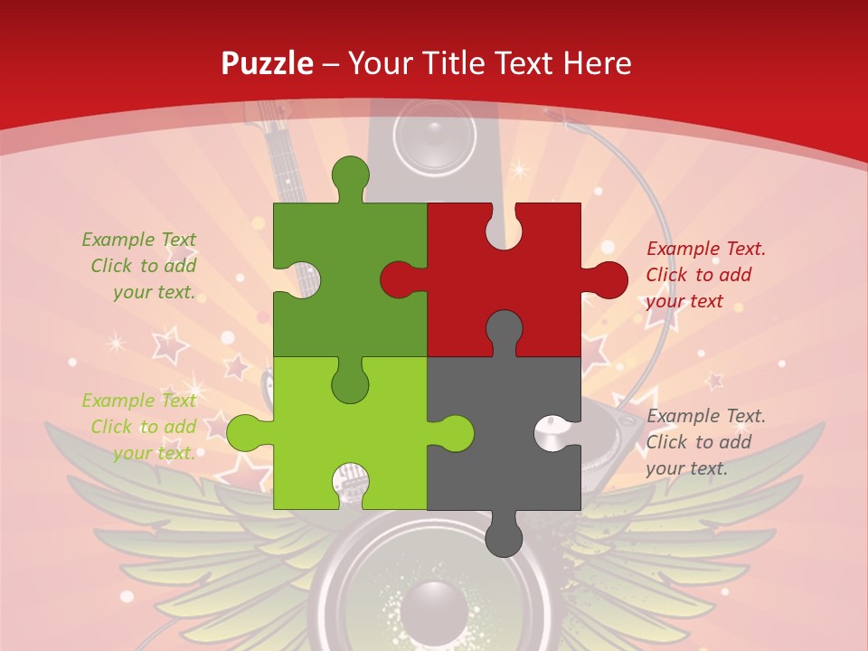 A Music Powerpoint Presentation With Speakers And Guitars PowerPoint Template