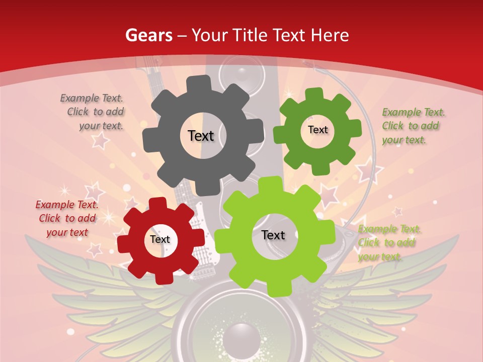 A Music Powerpoint Presentation With Speakers And Guitars PowerPoint Template