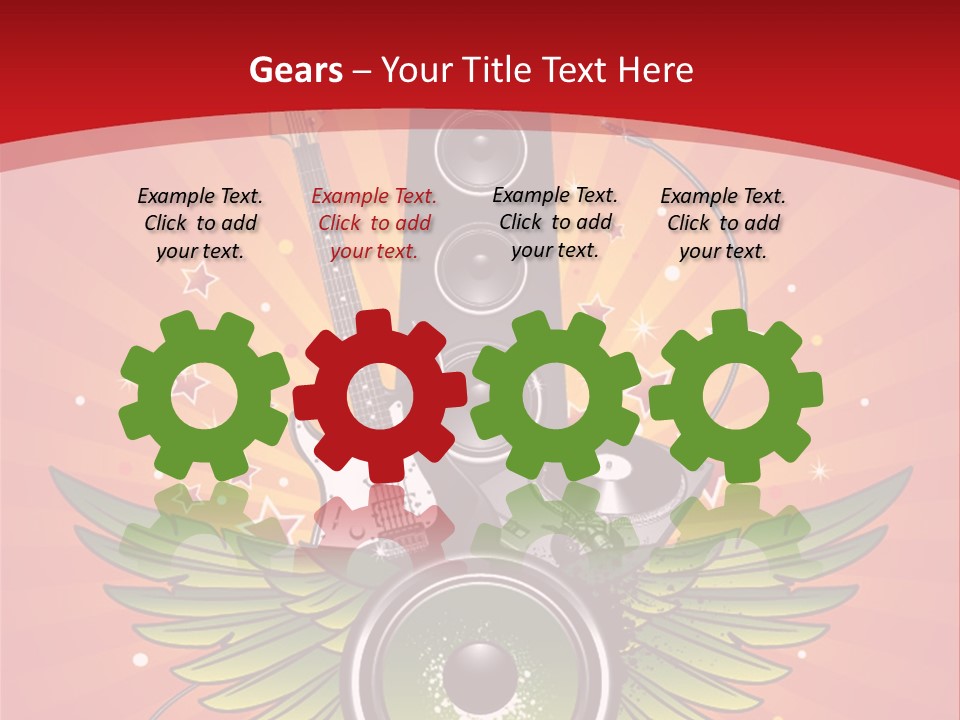 A Music Powerpoint Presentation With Speakers And Guitars PowerPoint Template