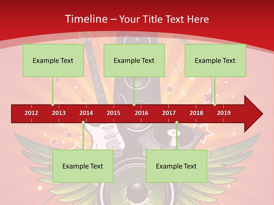 A Music Powerpoint Presentation With Speakers And Guitars PowerPoint Template