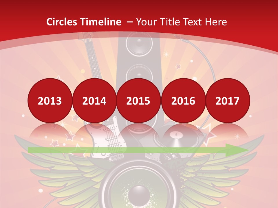 A Music Powerpoint Presentation With Speakers And Guitars PowerPoint Template