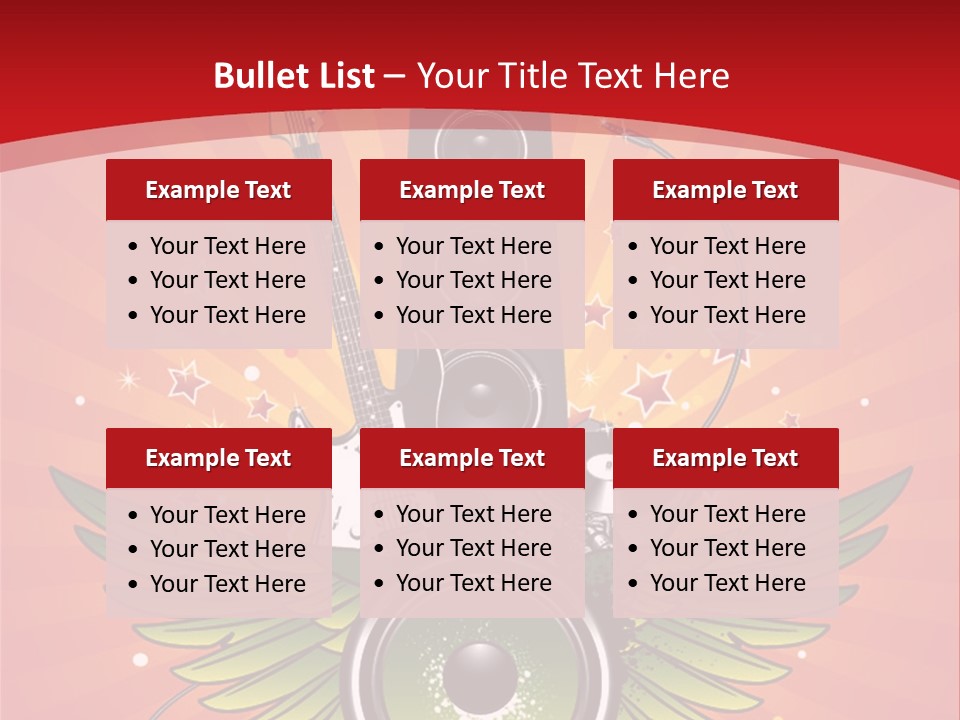 A Music Powerpoint Presentation With Speakers And Guitars PowerPoint Template