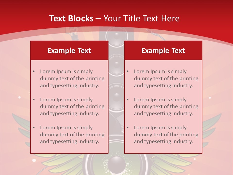 A Music Powerpoint Presentation With Speakers And Guitars PowerPoint Template