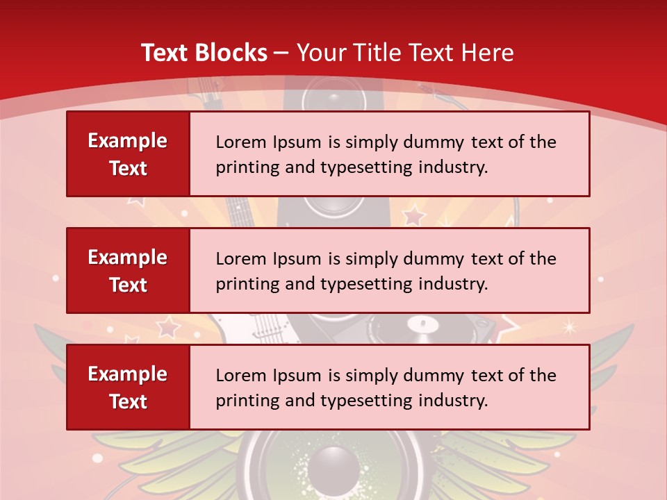 A Music Powerpoint Presentation With Speakers And Guitars PowerPoint Template