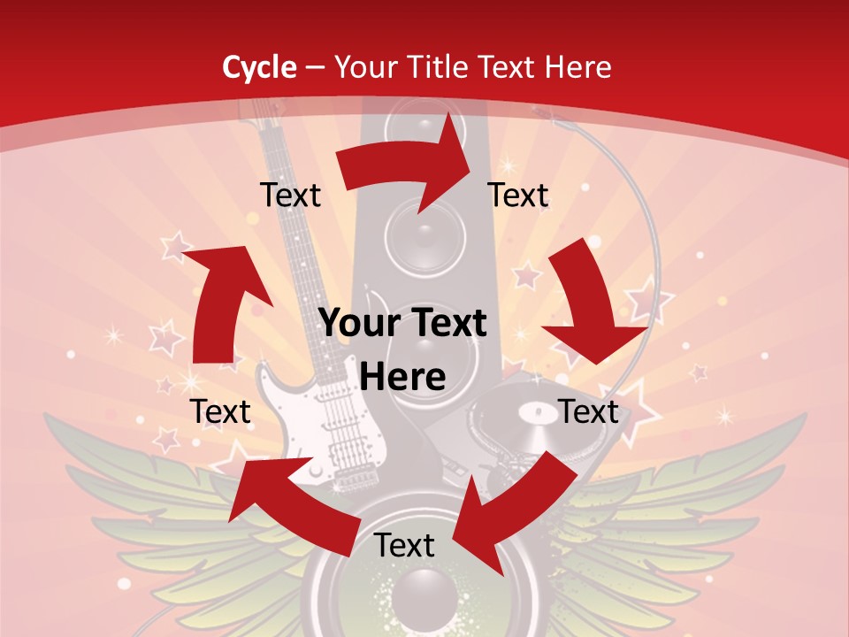 A Music Powerpoint Presentation With Speakers And Guitars PowerPoint Template