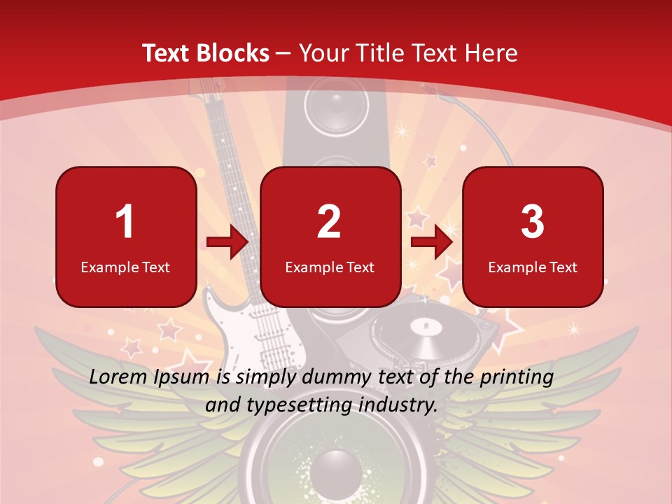 A Music Powerpoint Presentation With Speakers And Guitars PowerPoint Template
