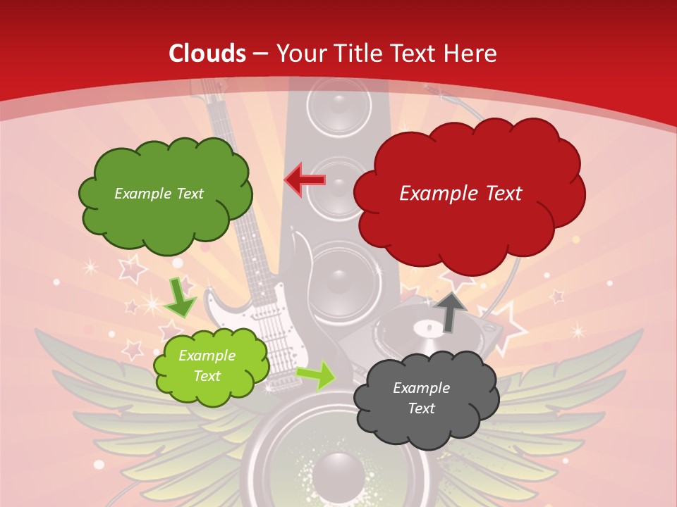 A Music Powerpoint Presentation With Speakers And Guitars PowerPoint Template