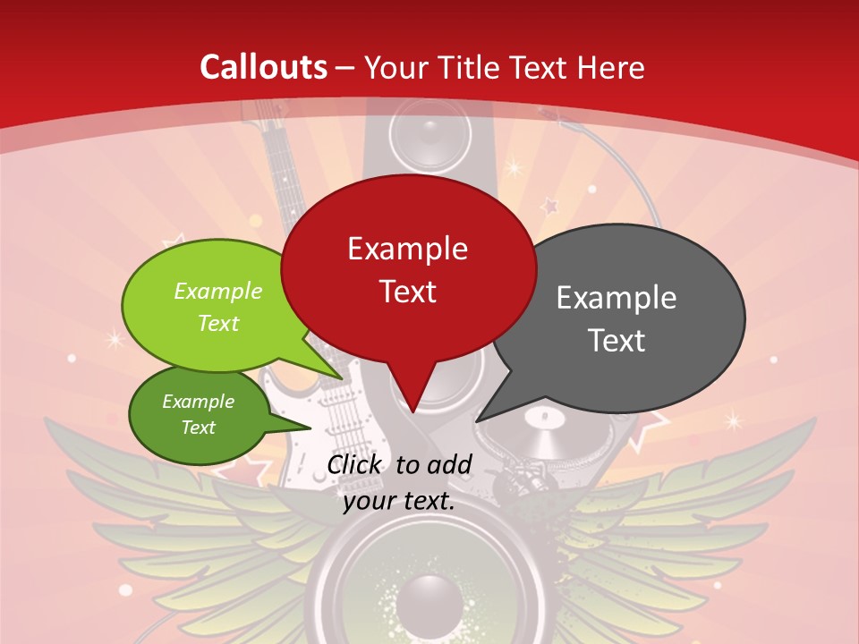 A Music Powerpoint Presentation With Speakers And Guitars PowerPoint Template