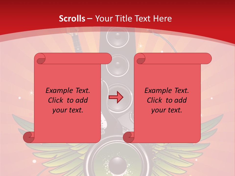 A Music Powerpoint Presentation With Speakers And Guitars PowerPoint Template