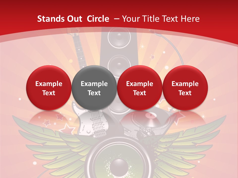 A Music Powerpoint Presentation With Speakers And Guitars PowerPoint Template