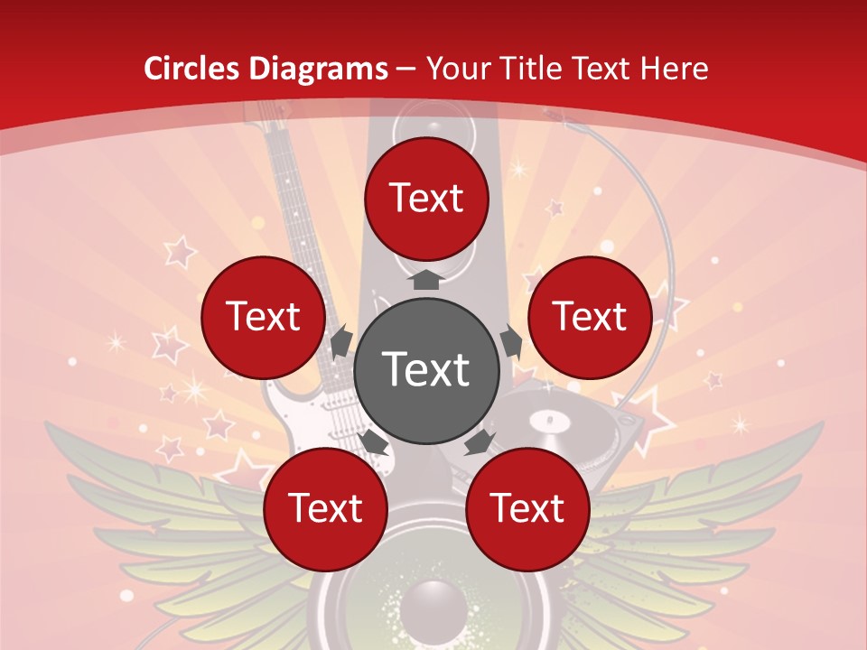 A Music Powerpoint Presentation With Speakers And Guitars PowerPoint Template