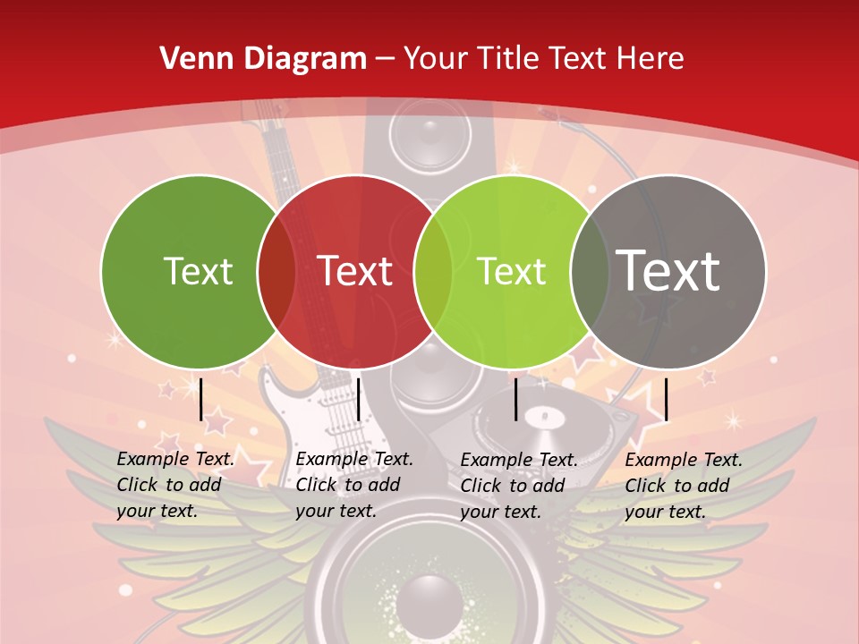 A Music Powerpoint Presentation With Speakers And Guitars PowerPoint Template