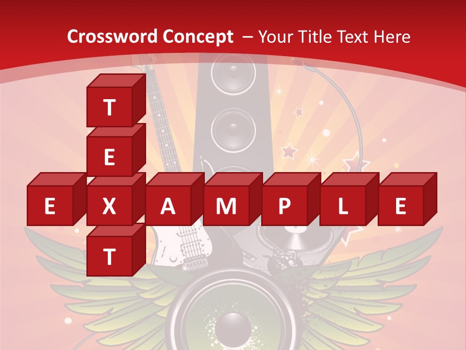 A Music Powerpoint Presentation With Speakers And Guitars PowerPoint Template