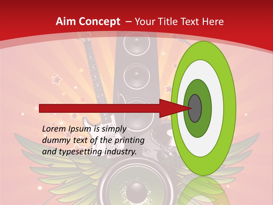 A Music Powerpoint Presentation With Speakers And Guitars PowerPoint Template