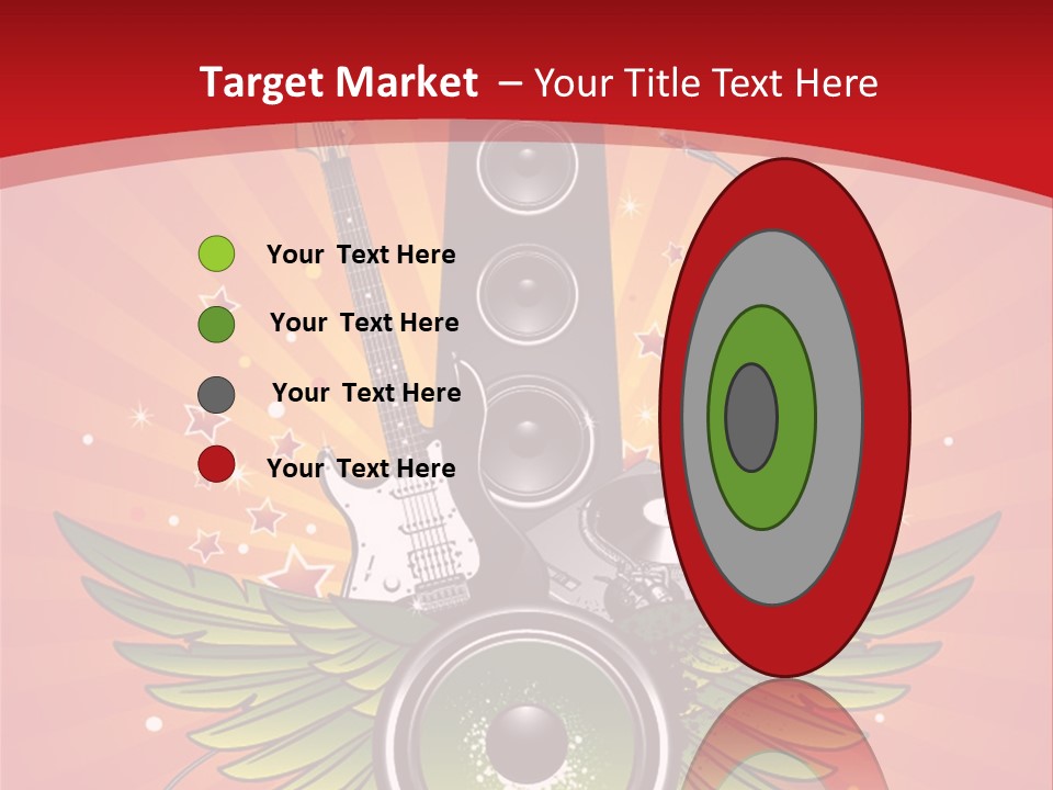 A Music Powerpoint Presentation With Speakers And Guitars PowerPoint Template