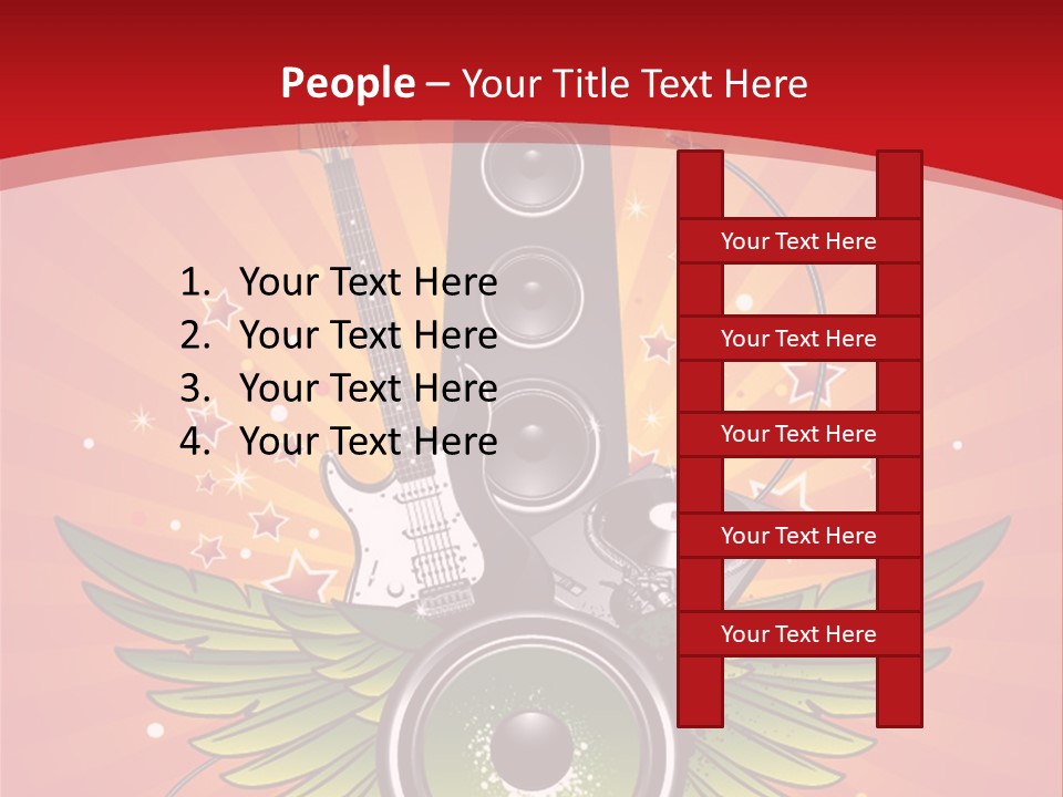 A Music Powerpoint Presentation With Speakers And Guitars PowerPoint Template