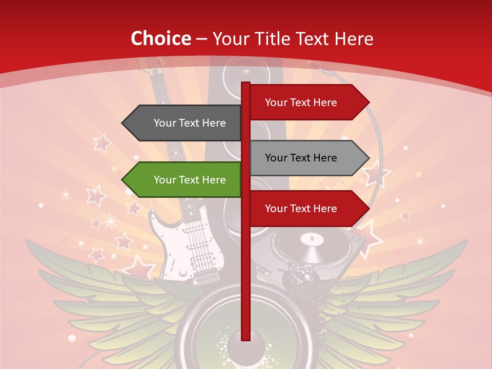 A Music Powerpoint Presentation With Speakers And Guitars PowerPoint Template