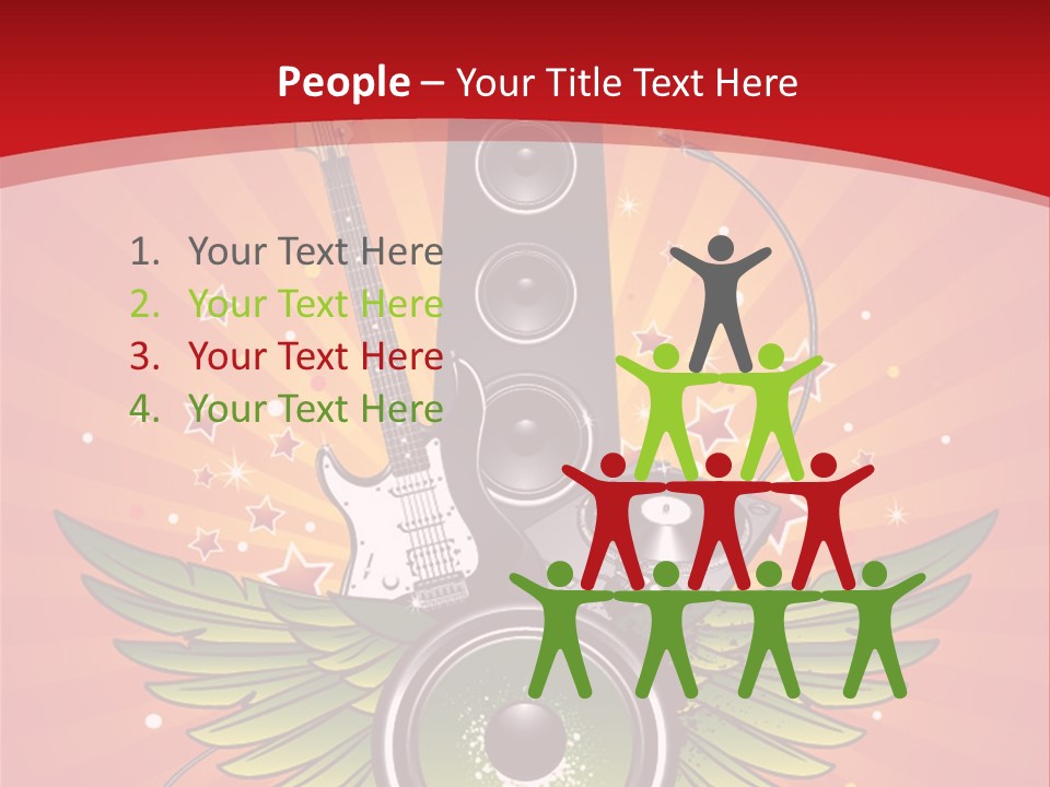 A Music Powerpoint Presentation With Speakers And Guitars PowerPoint Template